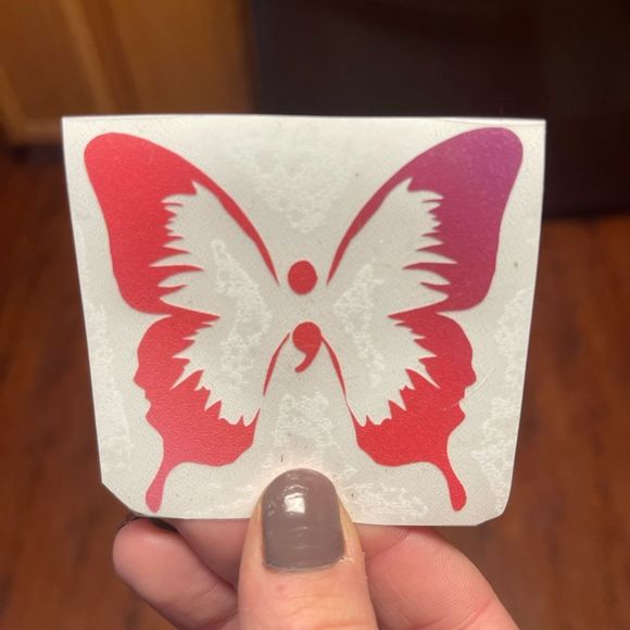 2 Ombre Semicolon Butterfly Vinyl Decals - Picture 6 of 10